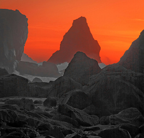 Sea Stack Sunset Shapes