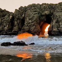 Sunset Glow on Sea Spray