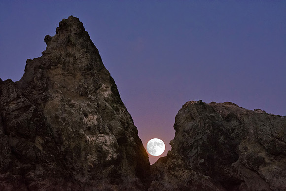 Moon Between Two Sea Stacks